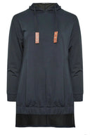 Büyük Beden Arkası Uzun Kapüşonlu Bağcıklı Uzun Kollu Sweatshirt 302574