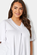 Büyük Beden V Yaka Desenli Asimetrik Kesim Likralı Bluz 320779