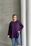 Büyük Beden Uzun Kollu Bisiklet Yaka Fitilli Bluz 100-123