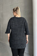 Büyük Beden Yarım Kollu Bisiklet Yaka Düğme Detaylı Kırçıllı Kazak 303691