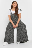 Büyük Beden Bol Paça Askıları Bağlamalı Çiçek Desenli Maxi Tulum 137986