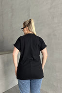 Büyük Beden Kısa Kollu V Yaka Yanları Yırtmaçlı Basic T-shirt RFT-02