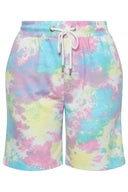 Büyük Beden Cepli Beli Büzgülü Bol Kesim Batik Desenli Şort 303208