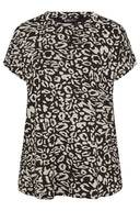 Büyük Beden Bisiklet Yaka Kuş Gözü Detaylı Desenli T-shirt 303865