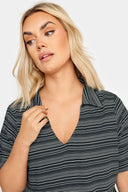 Büyük Beden V Yaka Desenli Kısa Kollu T-shirt 303371