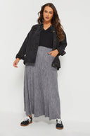 Büyük Beden Beli Lastikli Önden Cepli Fitilli Maxi Etek 303899