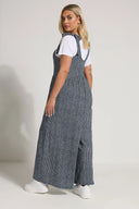 Büyük Beden Bol Paça Askıları Bağlamalı Kare Desenli Maxi Tulum 160362