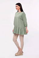 Büyük Beden Eteği Fırfır Detaylı Yarım Balon Kol Bluz 171915