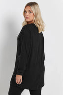 Büyük Beden Uzun Kollu Payet İşlemeli Bisiklet Yaka Sweatshirt 303789