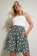 Büyük Beden Beli Lastikli Desenli Bol Kesim Likralı Cepli Şort 145288