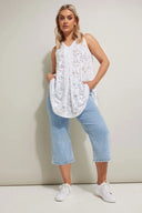 Büyük Beden V Yaka Sıfır Kol Astarsız Dantel Bluz 304098