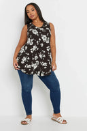 Büyük Beden Sıfır Kol V Yaka Desenli Likralı Bluz 303422