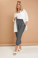 Büyük Beden Beli Lastikli Cepli Desenli Şalvar Pantolon 145265