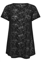 Büyük Beden V Yaka Sıfır Kol Astarsız Dantel T-shirt 304094