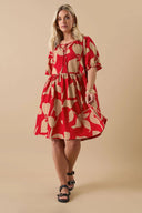 Büyük Beden V Yaka Bürümcük Kumaş Önü Bağlamalı Mini Elbise 304141