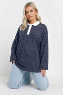 Büyük Beden Gömlek Yaka Uzun Kollu Yumuşak Dokulu Kazak 285043