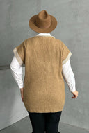 Büyük Beden V Yaka Kısa Kollu Triko Süveter 302135