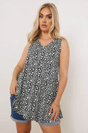 Büyük Beden V Yaka Sıfır Kol Eteği Bollaşan Desenli Bluz 304029