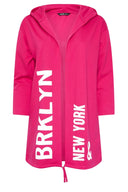 Büyük Beden Kapüşonlu Uzun Kollu Yazı Baskılı Cepsiz Hırka 303983