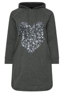 Büyük Beden Uzun Kollu Payet Detaylı Kapüşonlu Sweatshirt 303558