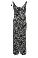 Büyük Beden Bol Paça Askıları Bağlamalı Çiçek Desenli Maxi Tulum 137986