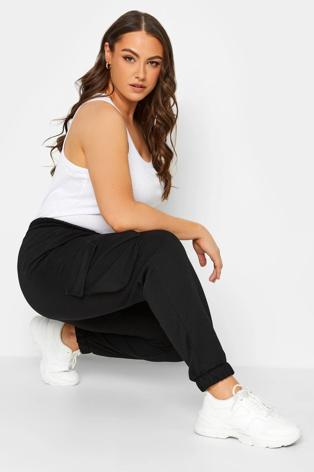 Büyük Beden Beli ve Paçası Lastikli Cepli Kargo Jogger Pantolon 143399