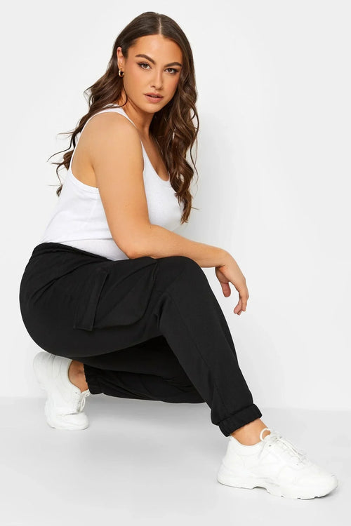 Büyük Beden Beli ve Paçası Lastikli Cepli Kargo Jogger Pantolon 143399