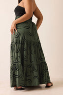 Büyük Beden Bürümcük Kumaş Çiçek Desenli Beli Lastikli Etek 304236