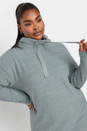 Büyük Beden Uzun Kollu Kapüşonlu Yumuşak Dokulu Sweatshirt Elbise 303590