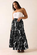 Büyük Beden Bürümcük Kumaş Çiçek Desenli Beli Lastikli Etek 304235