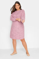 Büyük Beden Likralı Uzun Kollu Yuvarlak Yaka Triko Elbise 301740