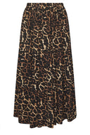 Büyük Beden Bürümcük Kumaş Leopar Desenli Beli Lastikli Etek 304237