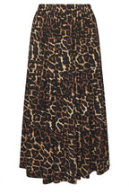 Büyük Beden Bürümcük Kumaş Leopar Desenli Beli Lastikli Etek 304237