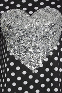 Büyük Beden Yırtmaç Detaylı Puantiyeli Payetli Uzun Kollu Bisiklet Yaka Bluz 302496