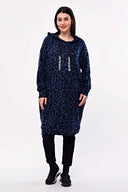 Büyük Beden Leopar Desenli Kapüşonlu Cepli Tunik 301804