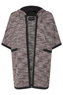 Büyük Beden Yumuşak Dokulu Yarım Kollu Cepli Kapüşonlu Hırka 301796