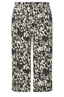 Büyük Beden Beli Lastikli Cepli Desenli Kapri Pantolon 145278