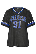 Büyük Beden V Yaka Kısa Kollu Baskılı File T-shirt 304004