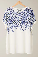 Büyük Beden Bisiklet Yaka Kısa Kollu Çiçek Desenli Bluz 615860