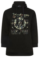 Büyük Beden Uzun Kollu Kapüşonlu Önü Yazı Baskılı Sweatshirt 302835