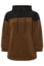 Büyük Beden Uzun Kollu Kapüşonlu ve Cepli Peluş Sweatshirt 303794