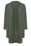 Büyük Beden Asimetrik Kesim Düğmesiz Salaş Uzun Kollu Hırka 321405