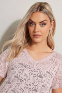 Büyük Beden V Yaka Kolsuz Astarsız Dantel T-shirt 304090