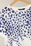 Büyük Beden Bisiklet Yaka Kısa Kollu Çiçek Desenli Bluz 615860