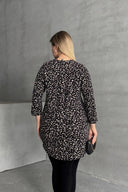 Büyük Beden Gömlek Yaka Yarım Kollu Desenli Esnek Bluz 322268