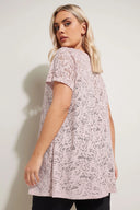 Büyük Beden V Yaka Kolsuz Astarsız Dantel T-shirt 304090