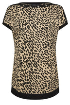 Büyük Beden Leopar Desenli Kuş Gözü Detaylı T-shirt 304086