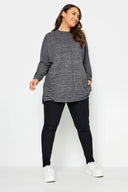 Büyük Beden Bisiklet Yaka Uzun Kollu Dikiş Detaylı Bluz 302862