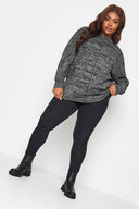 Büyük Beden Bisiklet Yaka Önü Dikiş Detaylı Uzun Kollu Bluz 302607