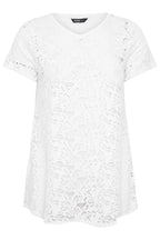 Büyük Beden V Yaka Kolsuz Astarsız Dantel T-shirt 304092